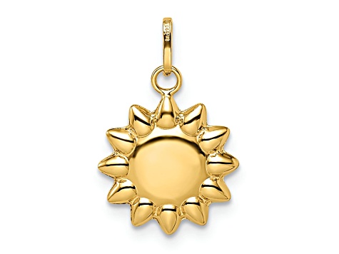 14k Yellow Gold Polished Puffed Sun Pendant