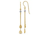 14K Yellow Gold and 14K White Gold Polished Diamond-Cut Love Knot Dangle Earrings