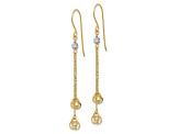 14K Yellow Gold and 14K White Gold Polished Diamond-Cut Love Knot Dangle Earrings