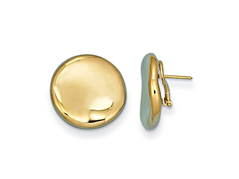 14K Yellow Gold Puffed Circle Omega Back Earrings