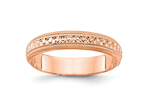 14K Rose Gold 3mm Design Etched Wedding Band