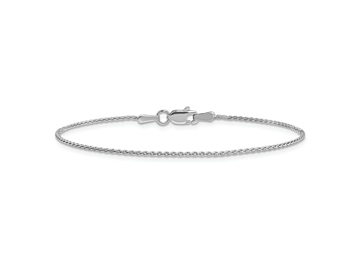 Rhodium Over 14k White Gold 1.2mm Parisian Wheat Link Bracelet