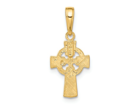 14K Yellow Gold Celtic Cross with Eternity Circle Pendant