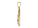 14K Yellow Gold with White Rhodium Polished INRI Crucifix Pendant