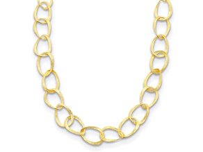 14K Yellow Gold Textured Oval Link 24-inch Necklace