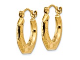 14k Yellow Gold 7/16" Polished Patterned Hoop Earrings