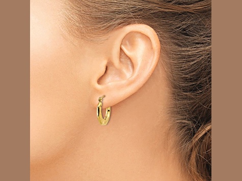 14k Yellow Gold 7/16" Polished Patterned Hoop Earrings