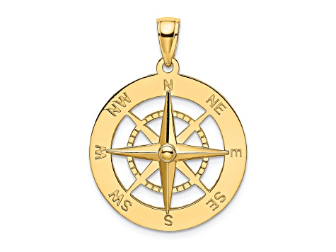 14K Yellow Gold Nautical Compass Charm