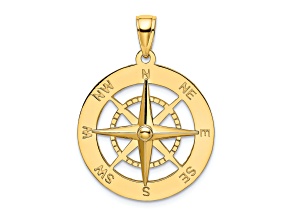 14K Yellow Gold Nautical Compass Charm