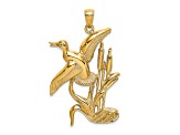 14k Yellow Gold Textured Duck Flying From Willow Charm