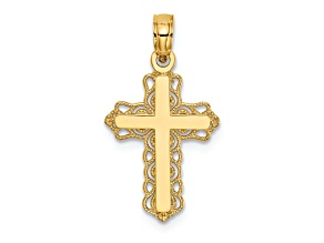 14k Yellow Gold Budded Cross Charm