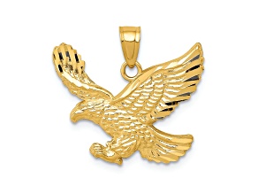 10K Yellow Gold Diamond-Cut Eagle Pendant