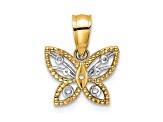 14k Two-tone Gold Diamond-Cut Butterfly Charm