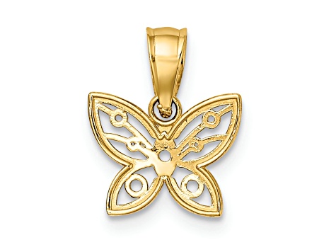 14k Two-tone Gold Diamond-Cut Butterfly Charm