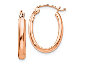10k Rose Gold 13/16" Polished Half-Round Oval Hoop Earrings