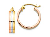 14k Yellow Gold, 14k White Gold and 14k Rose Gold 11/16" Hoop Earrings