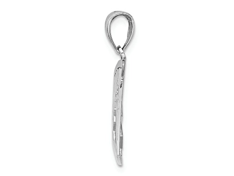 Rhodium Over 14k White Gold Cut-out Paramedic Pendant