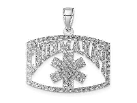 Rhodium Over 14k White Gold Cut-out Paramedic Pendant