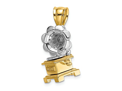 14K Two-tone Gold 3D and Textured Moveable Phonograph Charm