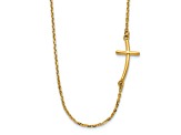 14K Yellow Gold Small Sideways Curved Cross Necklace