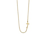 14K Yellow Gold Small Sideways Curved Cross Necklace