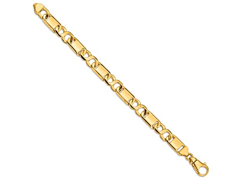 10k Yellow Gold 10.4mm Hand-polished Fancy Link Bracelet