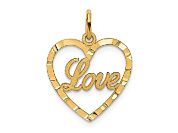 Picture of 14k Yellow Gold Love Diamond-Cut Heart Pendant