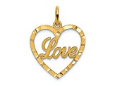 14k Yellow Gold Love Diamond-Cut Heart Pendant