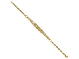 14K Yellow Gold Polished and Textured 3 Layer Fancy with 0.5-inch Ext. Bracelet