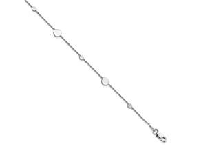 14K White Gold Polished Disc with 1-inch Extension Anklet
