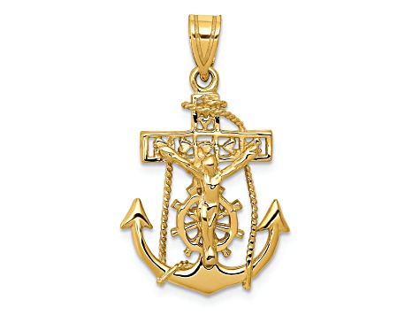 14K Yellow Gold Mariners Cross Pendant