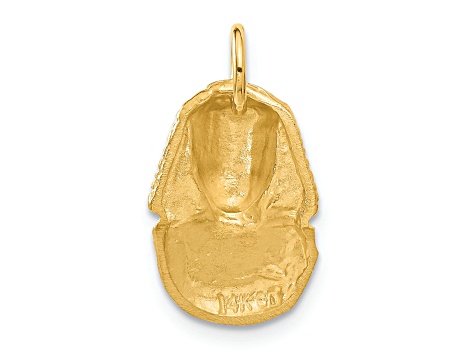 14k Yellow Gold Satin and Diamond-Cut King Tut Pendant