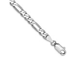 14K White Gold 4mm Flat Figaro Chain Bracelet