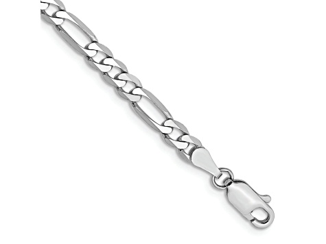 14K White Gold 4mm Flat Figaro Chain Bracelet