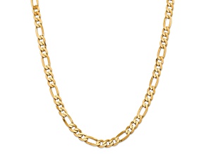 14K Yellow Gold 7.5mm Flat Figaro Chain Necklace