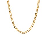 14K Yellow Gold 7.5mm Flat Figaro Chain Necklace