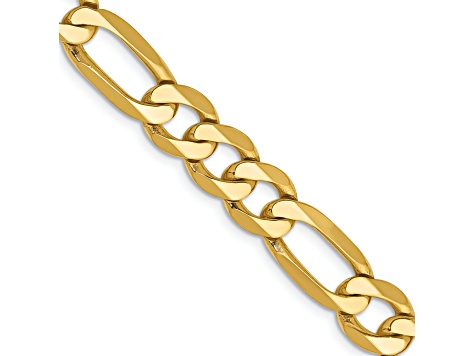 14K Yellow Gold 7.5mm Flat Figaro Chain Necklace