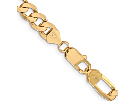 14K Yellow Gold 7.5mm Flat Figaro Chain Necklace