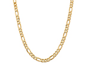 14K Yellow Gold 7.5mm Flat Figaro Chain Necklace