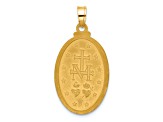 14k Yellow Gold Satin and Polished Miraculous Medal Oval Solid Pendant