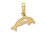 14k Yellow Gold Polished Dolphin with Cut-Out Baby Dolphin Pendant
