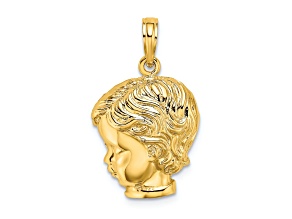 14k Yellow Gold Textured Boy Head pendant
