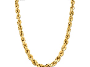14k Yellow Gold 12mm Solid Diamond-Cut Rope 20 Inch Chain