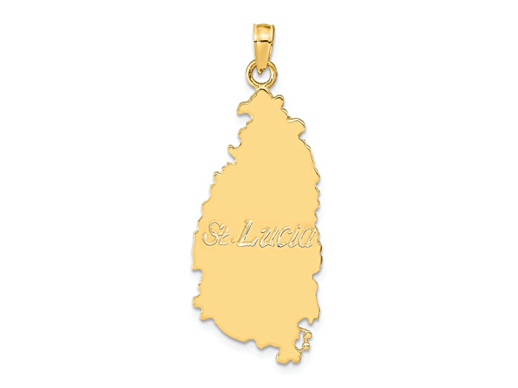 14k Yellow Gold ST. LUCIA Island Map Pendant