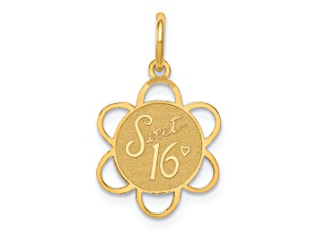 Picture of 14k Yellow Gold Textured Sweet 16 Disc Charm