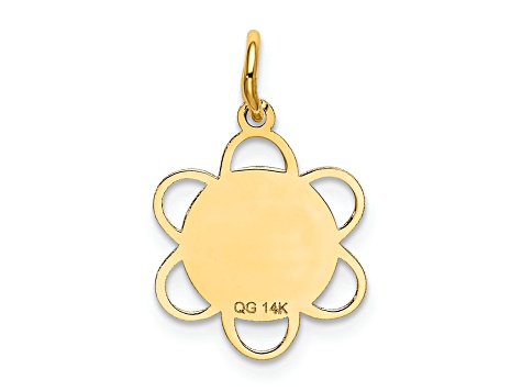 14k Yellow Gold Textured Sweet 16 Disc Charm