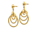 14k Yellow Gold Polished and Textured Intertwined Circle Dangle Earrings