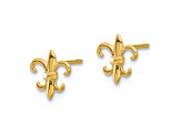 14k Yellow Gold Polished Fleur de Lis Stud Earrings