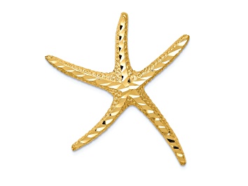 Picture of 14k Yellow Gold Textured and Diamond-Cut Starfish Slide Pendant
