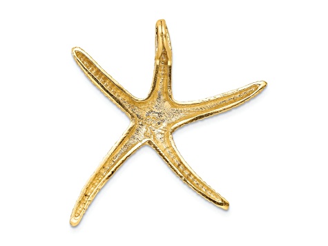 14k Yellow Gold Textured and Diamond-Cut Starfish Slide Pendant
